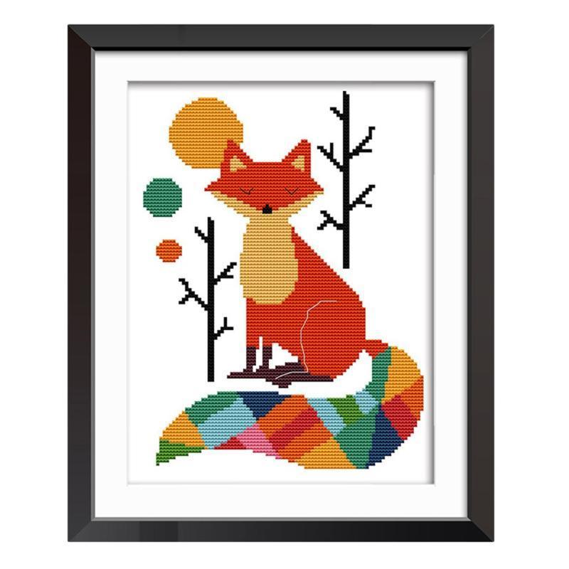 Korsstygnsbroderi – Färgstarka Räven 🦊🎨