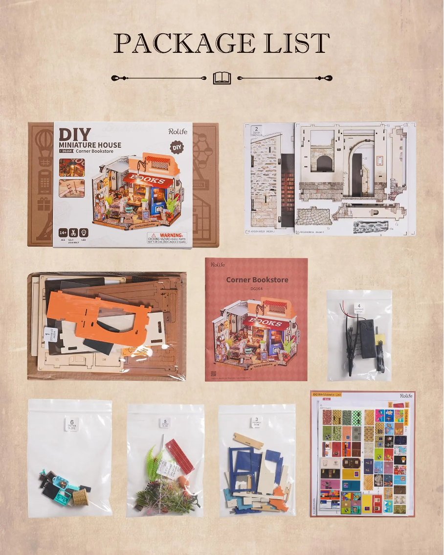 Corner Bookshop – DIY Miniatyr - Robotime Rolife