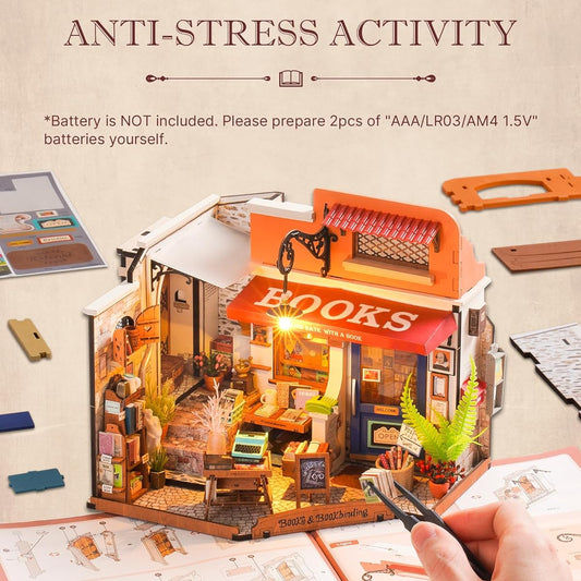 Robotime Rolife Corner Bookstore DIY Miniature House Kit 2