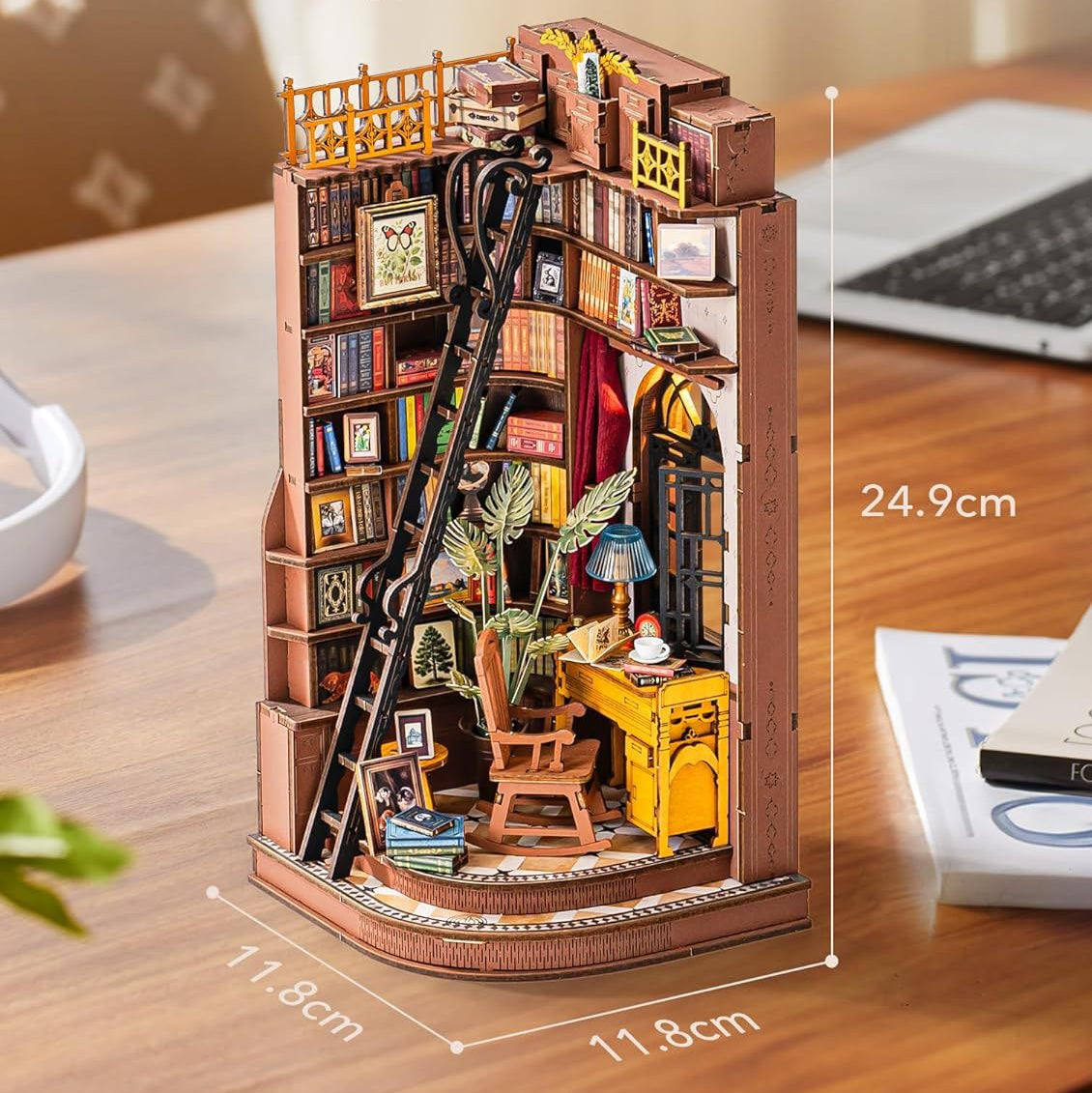 Rolife DIY Book Nook Kit - 3D Wooden Miniature Study Room With LED Lights