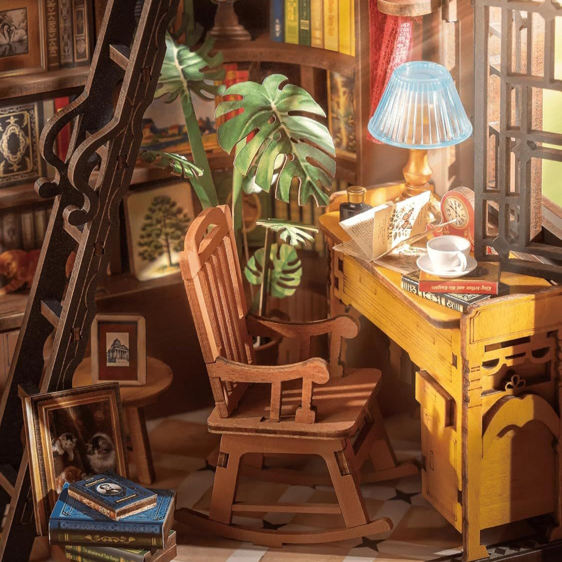 Rolife DIY Book Nook Kit - 3D Wooden Miniature Study Room With LED Lights 2