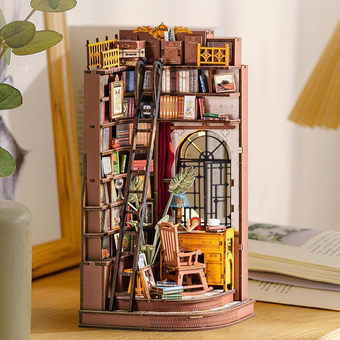 Rolife DIY Book Nook Kit - 3D Wooden Miniature Study Room With LED Lights 2