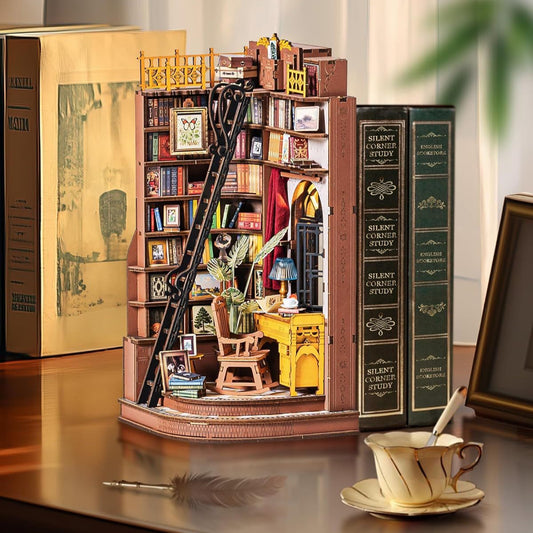 Rolife DIY Book Nook Kit - 3D Wooden Miniature Study Room With LED Lights