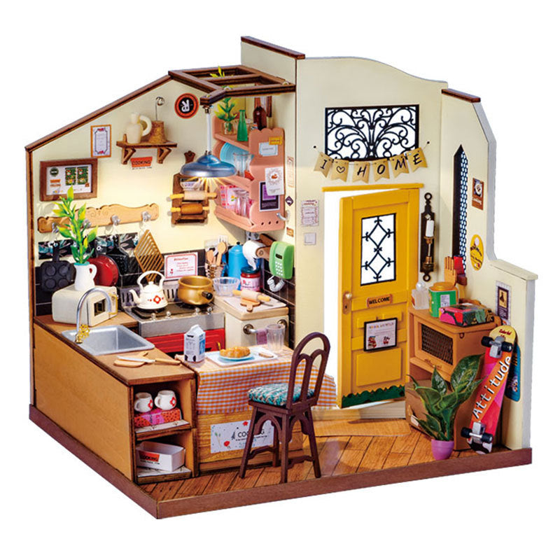 Rolife Happy kitchen Dollhouse Minature House DIY Wooden Puzzle with LED Light frilagd